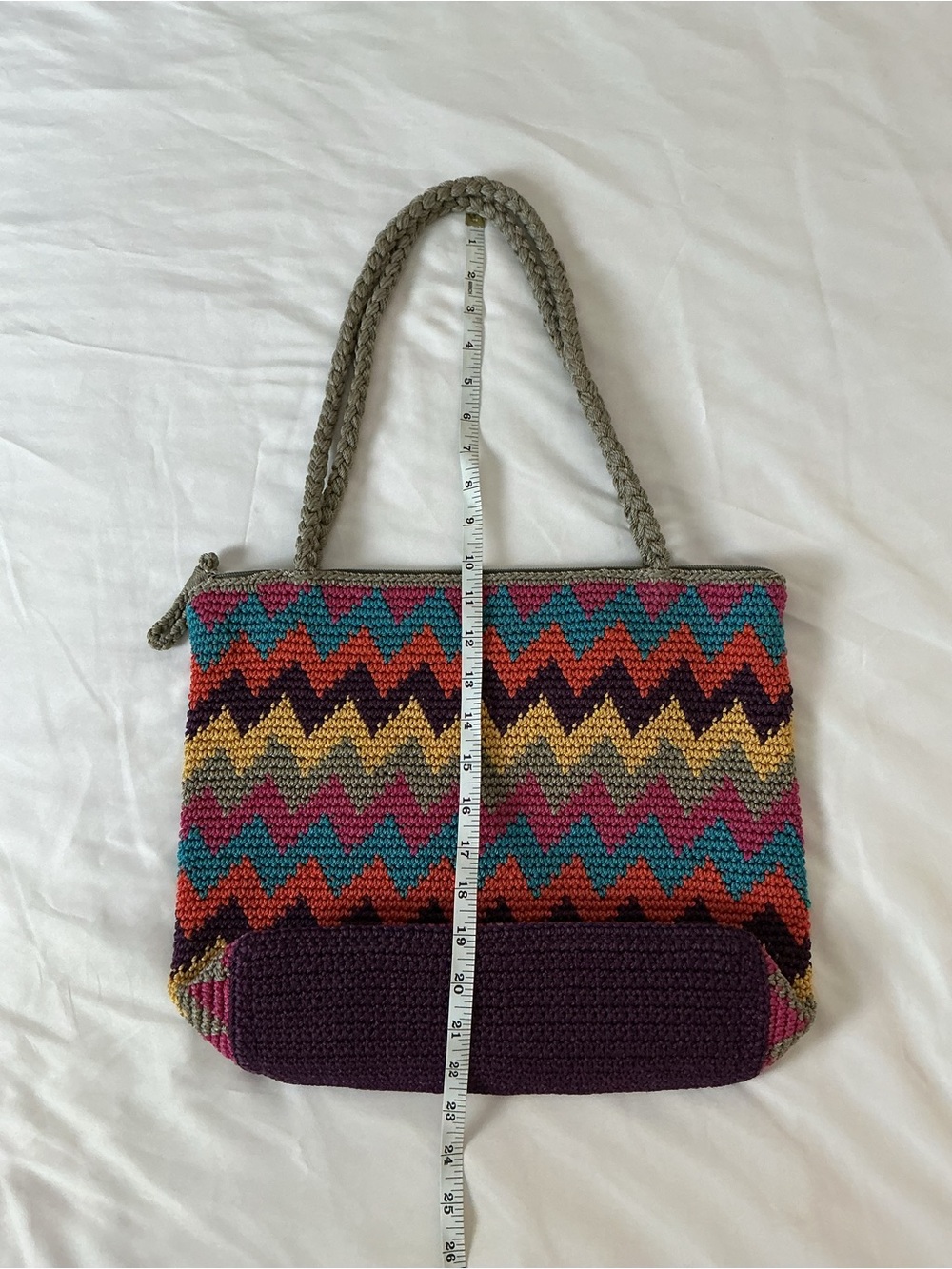 The Sak Multicolor Zigzag Crochet Tote with Purple Base - Picture 5 of 15